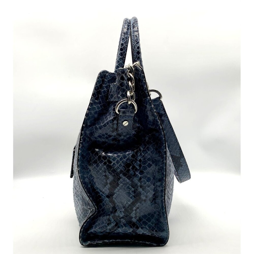 Michael Kors Blue Suede Python Embossed Hamilton … - image 4
